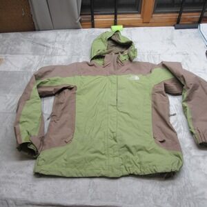 North Face Jacket Womens Large Green Waterproof Full Zip Wind Insulated 3in1